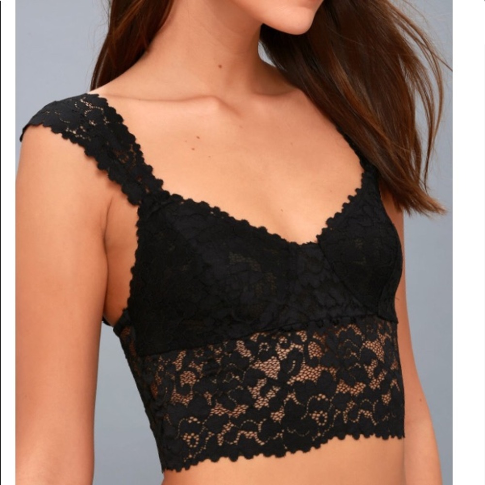 NWT Free People Dream Away Black Lace Bralette